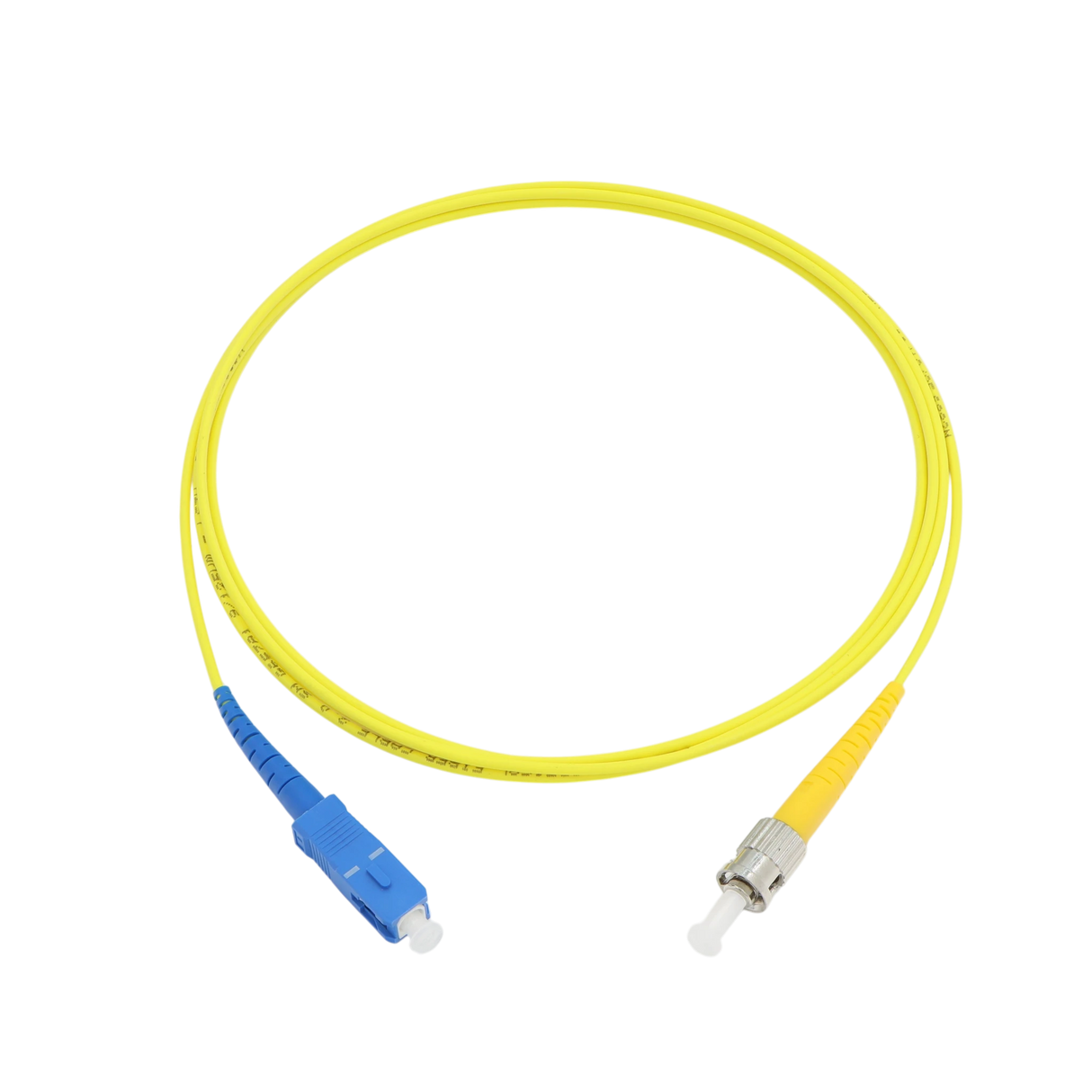 Fiber Optic Patch Cable, SC-UPC to ST-UPC, Simplex, OS2 Singlemode, OFNR LSZH, Yellow