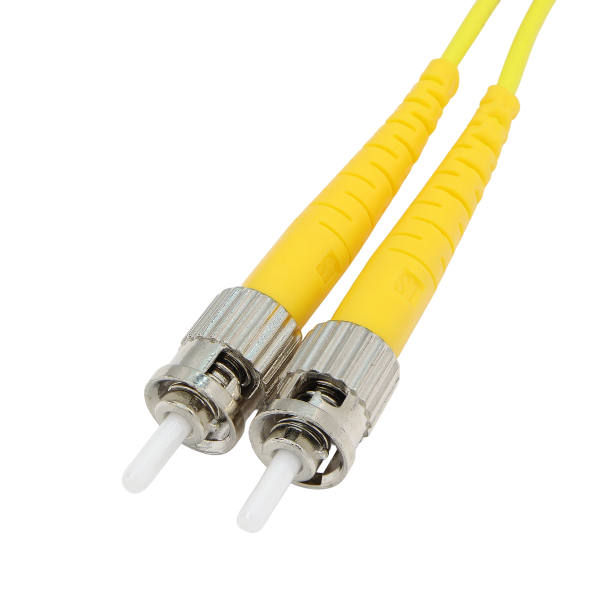 Fiber Optic Patch Cable, LC-APC to ST-UPC, Duplex, OS2 Singlemode, OFNR LSZH, Yellow