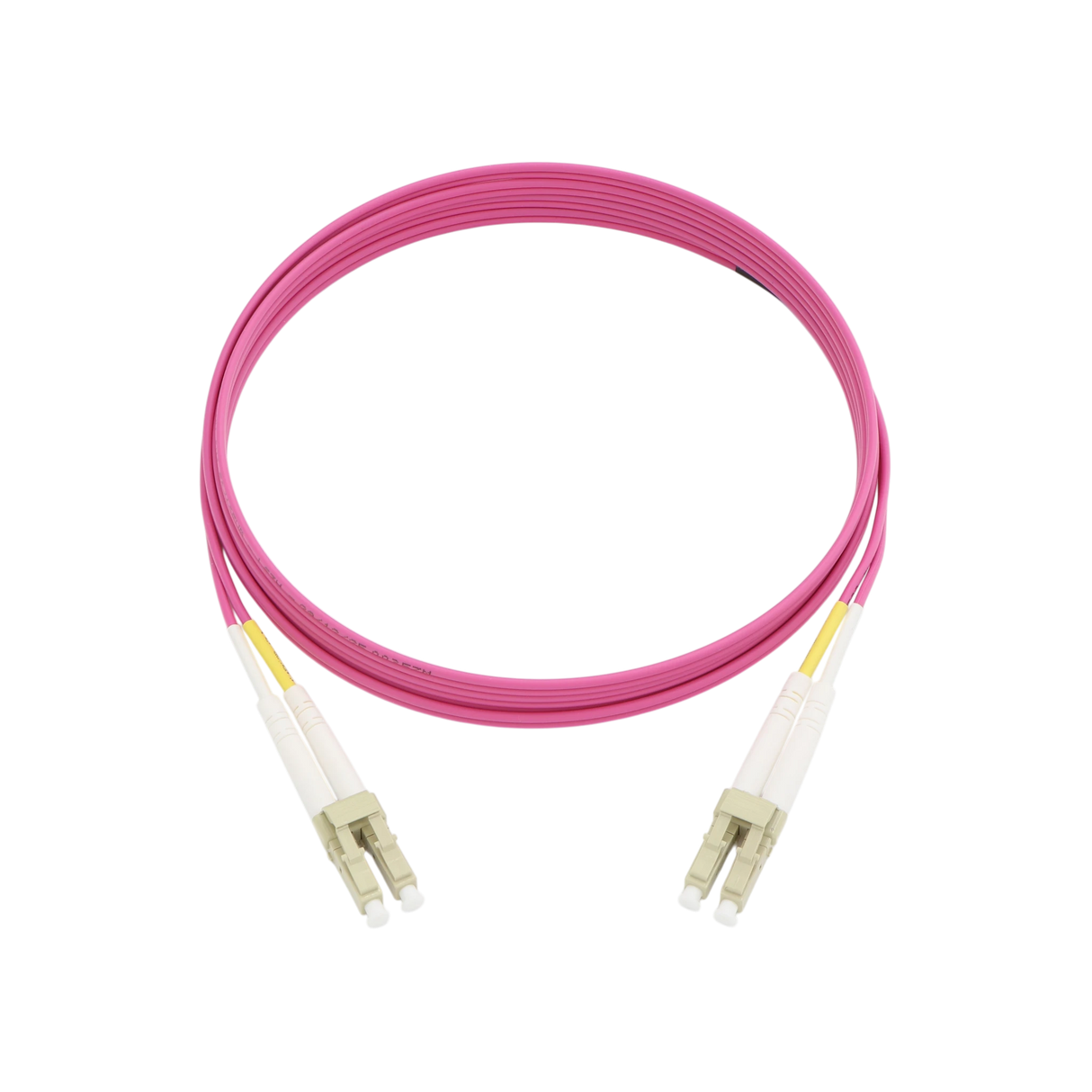 Fiber Optic Patch Cable, LC-UPC to LC-UPC, Duplex, OM4 Multimode, OFNR LSZH, Magenta