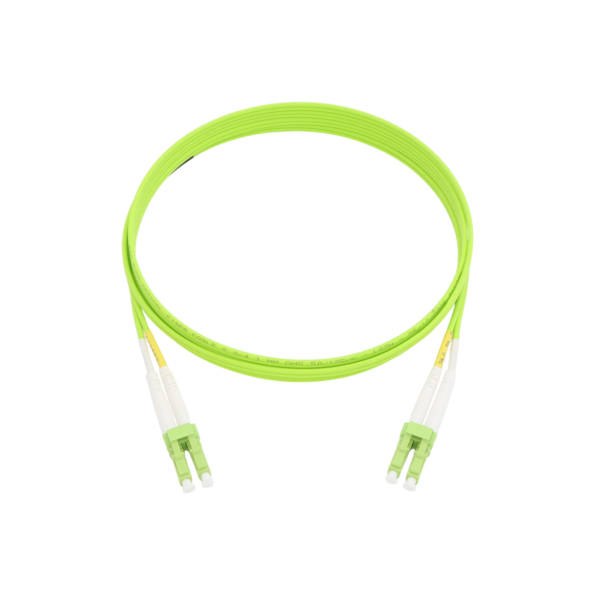 Fiber Optic Patch Cable, LC-UPC to LC-UPC, Duplex, OM5 Multimode, OFNR LSZH, Lime Green