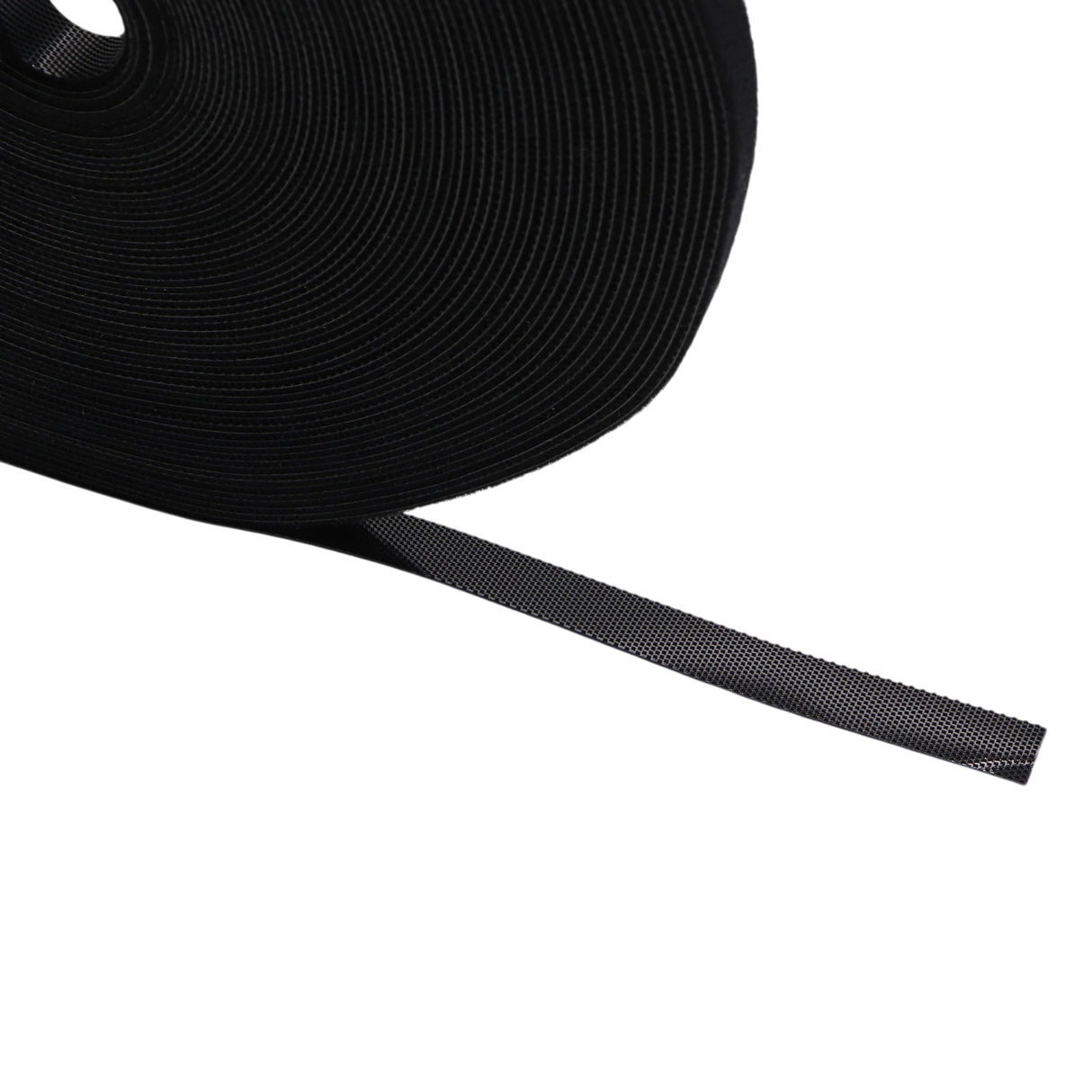 Hook and Loop Tie, Double Sided Reusable, 25m/roll, 12mm wide, black, Cut to Length Customizable
