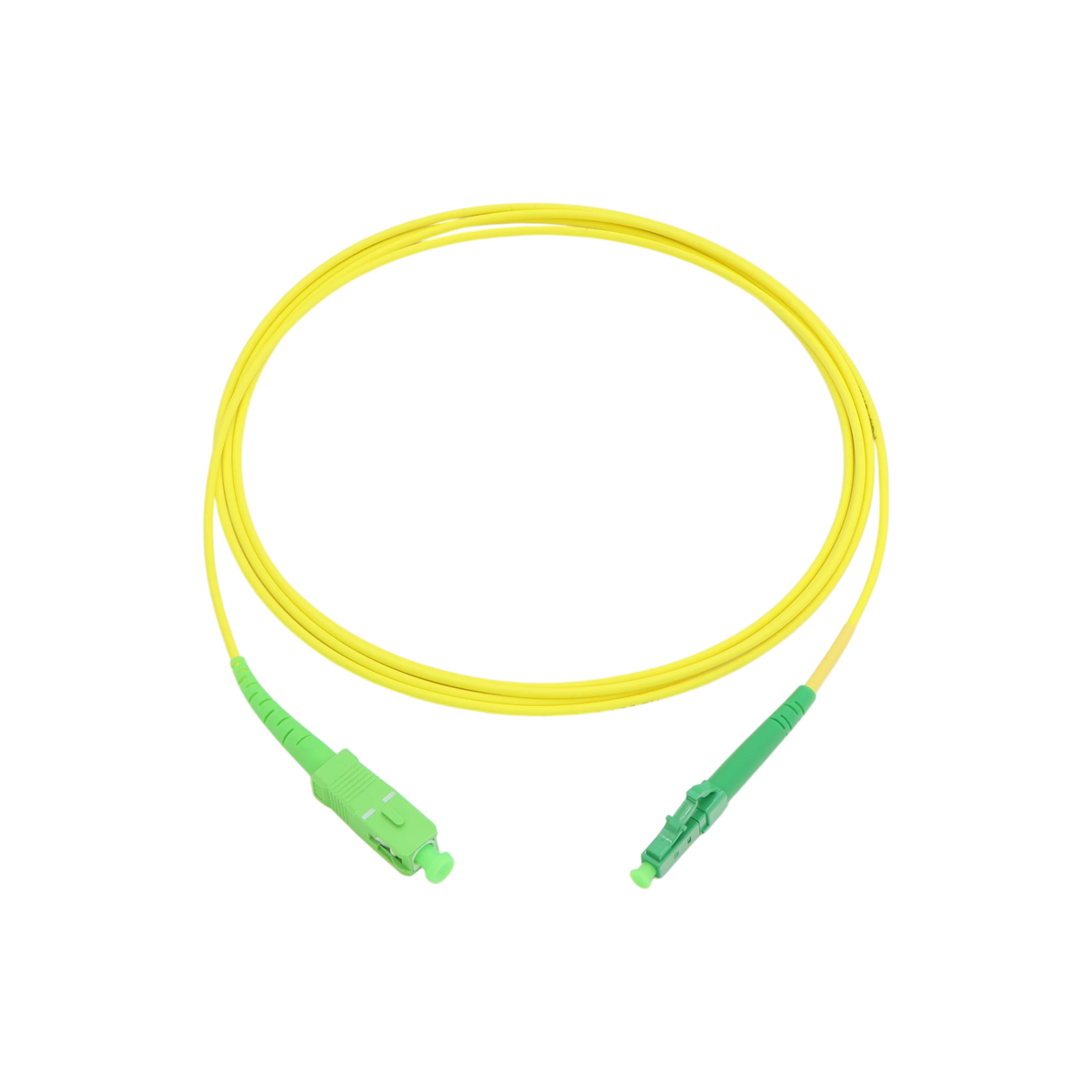 Fiber Optic Patch Cable, LC-APC to SC-APC, Simplex, OS2 Singlemode, OFNR LSZH, Yellow