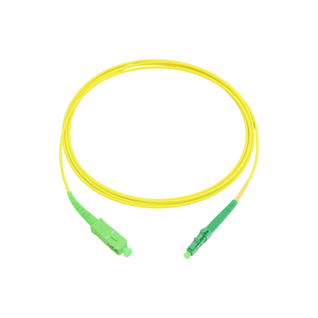 Fiber Optic Patch Cable, LC-APC to SC-APC, Simplex, OS2 Singlemode, OFNR LSZH, Yellow