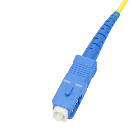 Fiber Optic Patch Cable, LC-APC to SC-UPC, Simplex, OS2 Singlemode, OFNR LSZH, Yellow