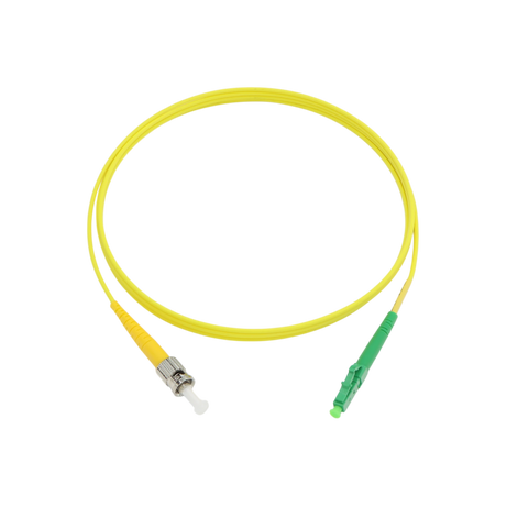 Fiber Optic Patch Cable, LC-APC to ST-UPC, Simplex, OS2 Singlemode, OFNR LSZH, Yellow