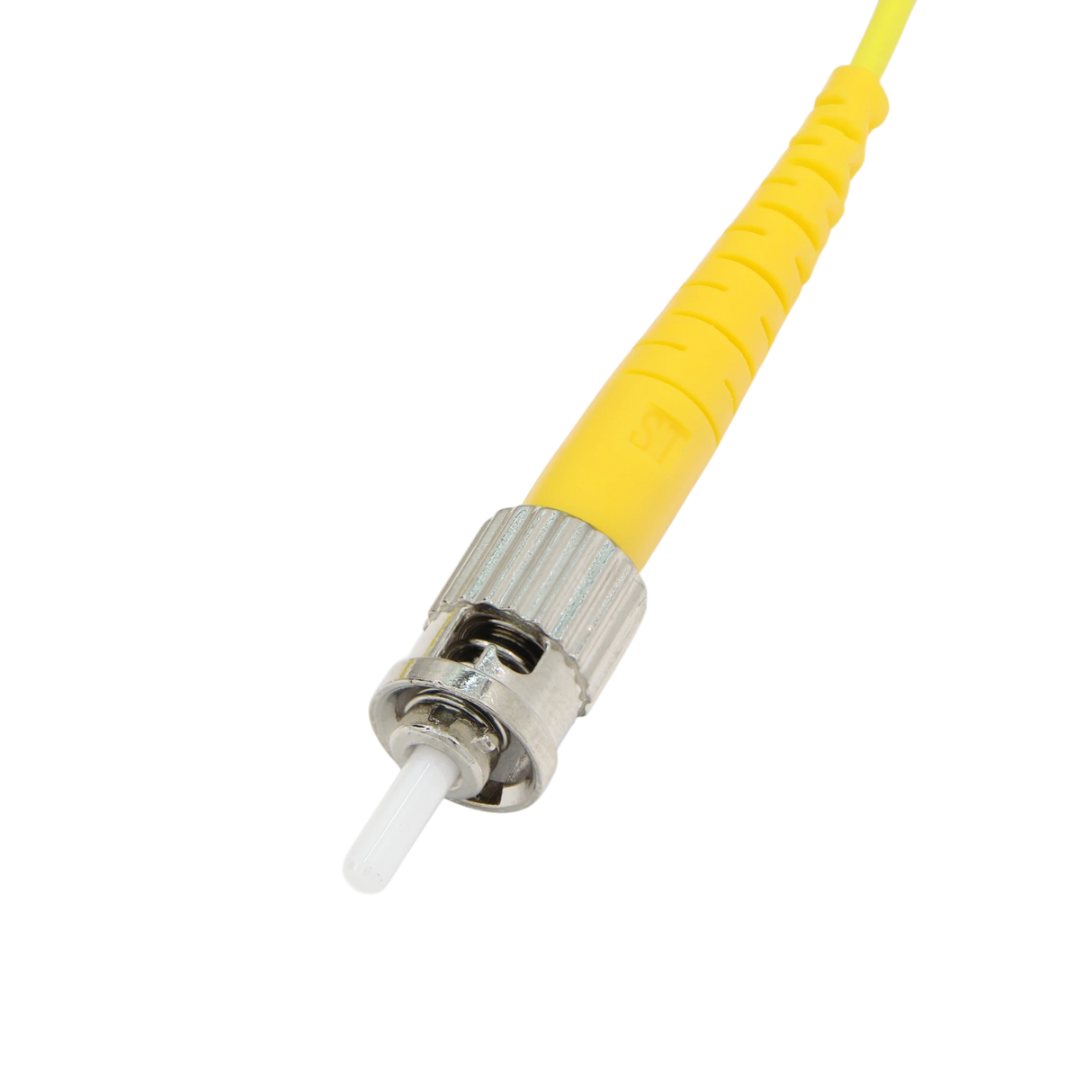 Fiber Optic Patch Cable, LC-APC to ST-UPC, Simplex, OS2 Singlemode, OFNR LSZH, Yellow