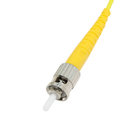 Fiber Optic Patch Cable, LC-APC to ST-UPC, Simplex, OS2 Singlemode, OFNR LSZH, Yellow
