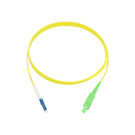 Fiber Optic Patch Cable, LC-UPC to SC-APC, Simplex, OS2 Singlemode, OFNR LSZH, Yellow