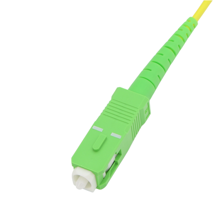 Fiber Optic Patch Cable, LC-UPC to SC-APC, Simplex, OS2 Singlemode, OFNR LSZH, Yellow