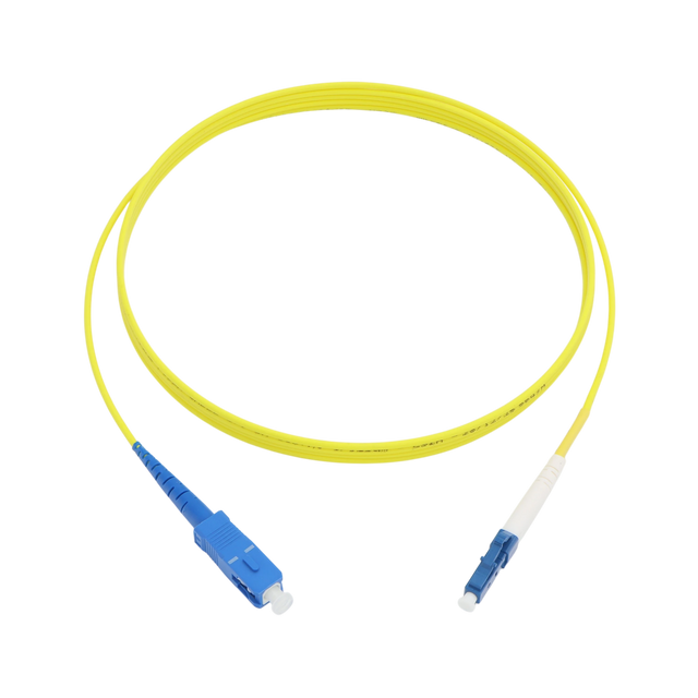 Fiber Optic Patch Cable, LC-UPC to SC-UPC, Simplex, OS2 Singlemode, OFNR LSZH, Yellow