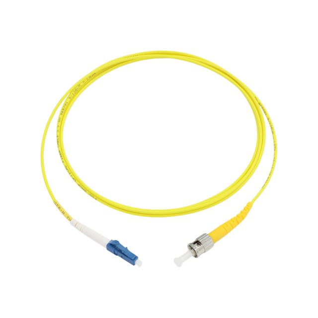 Fiber Optic Patch Cable, LC-UPC to ST-UPC, Simplex, OS2 Singlemode, OFNR LSZH, Yellow