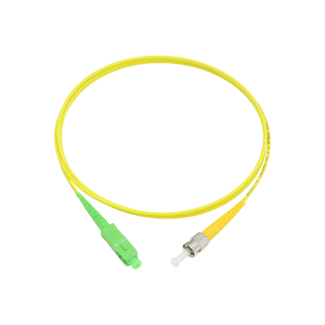 Fiber Optic Patch Cable, SC-APC to ST-UPC, Simplex, OS2 Singlemode, OFNR LSZH, Yellow
