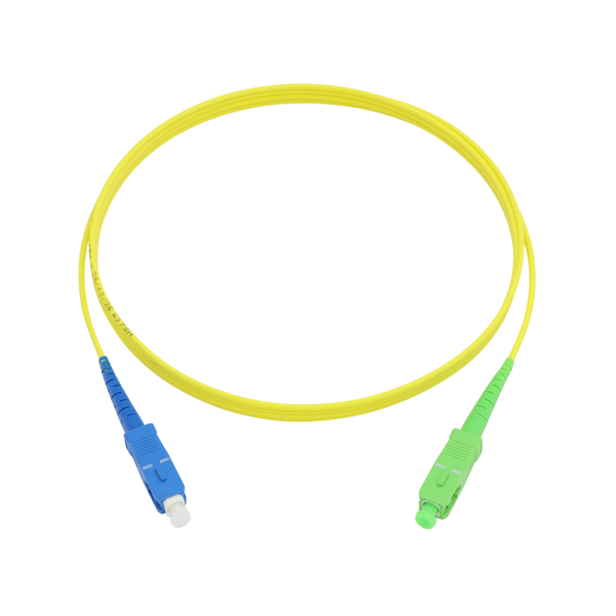 Fiber Optic Patch Cable, SC-UPC to SC-APC, Simplex, OS2 Singlemode, OFNR LSZH, Yellow