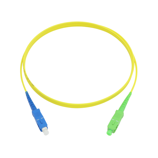 Fiber Optic Patch Cable, SC-UPC to SC-APC, Simplex, OS2 Singlemode, OFNR LSZH, Yellow