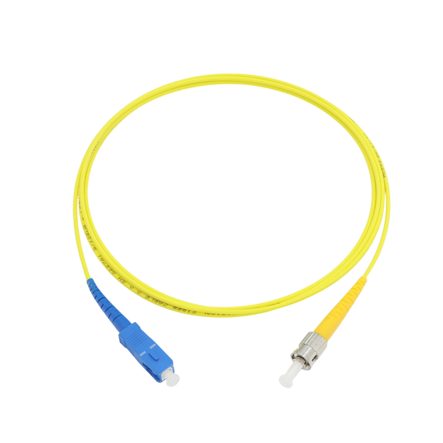 Fiber Optic Patch Cable, SC-UPC to ST-UPC, Simplex, OS2 Singlemode, OFNR LSZH, Yellow