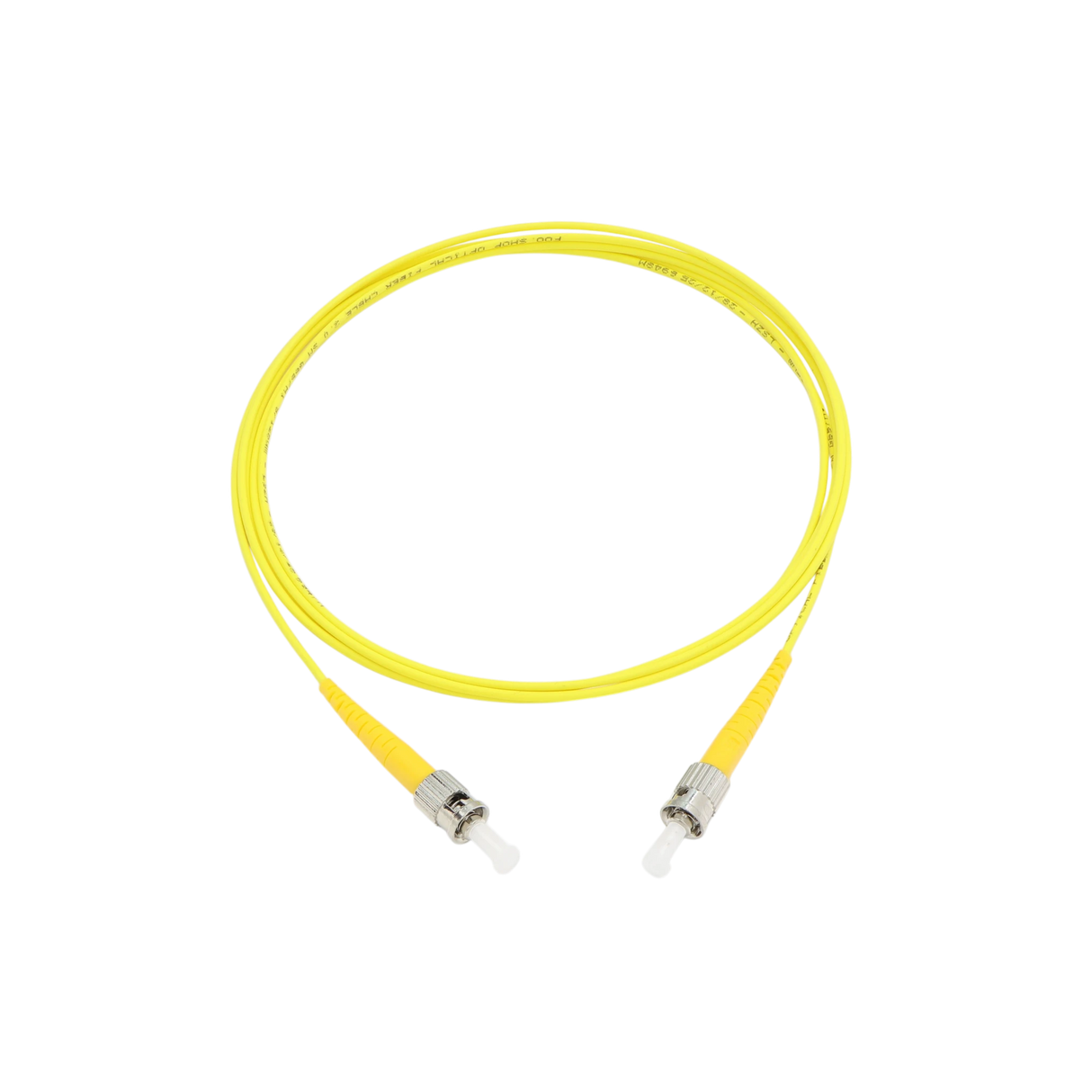 Fiber Optic Patch Cable, ST-UPC to ST-UPC, Simplex, OS2 Singlemode, OFNR LSZH, Yellow