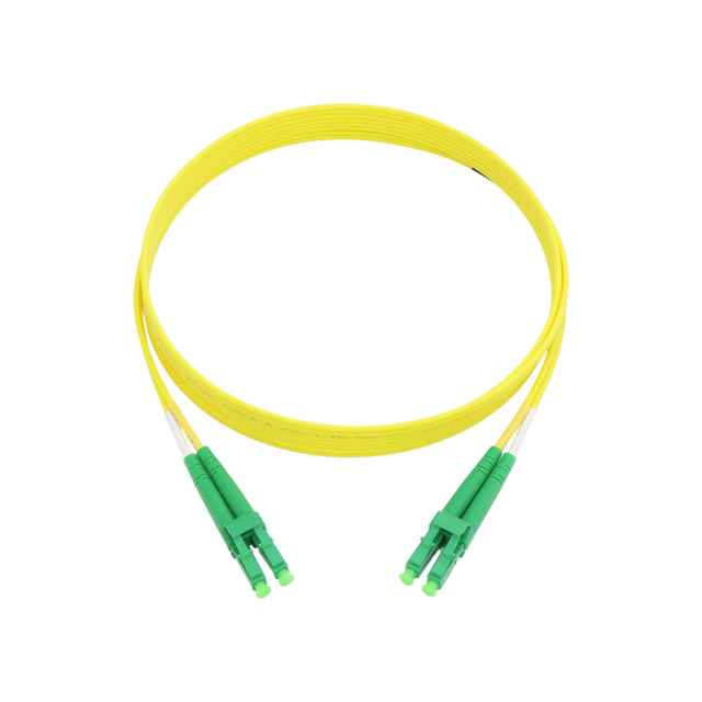 Fiber Optic Patch Cable, LC-APC to LC-APC, Duplex, OS2 Singlemode, OFNR LSZH, Yellow