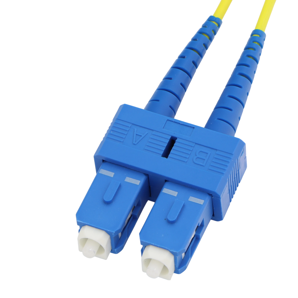 Fiber Optic Patch Cable, LC-APC to SC-UPC, Duplex, OS2 Singlemode, OFNR LSZH, Yellow