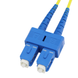 Fiber Optic Patch Cable, LC-APC to SC-UPC, Duplex, OS2 Singlemode, OFNR LSZH, Yellow