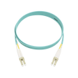 Fiber Optic Patch Cable, LC-UPC to LC-UPC, Duplex, OM3 Multimode, OFNR LSZH, Aqua
