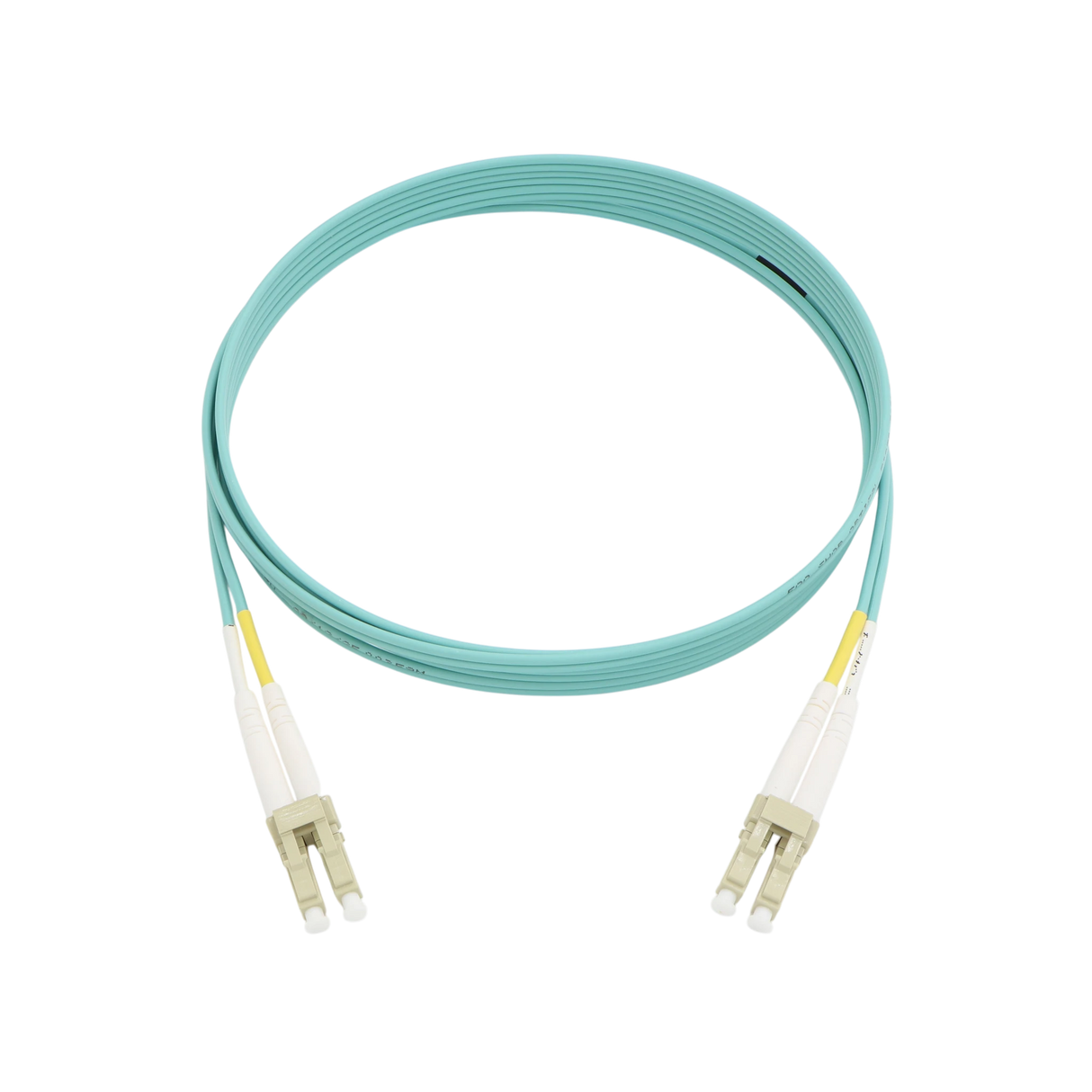 Fiber Optic Patch Cable, LC-UPC to LC-UPC, Duplex, OM3 Multimode, OFNR LSZH, Aqua