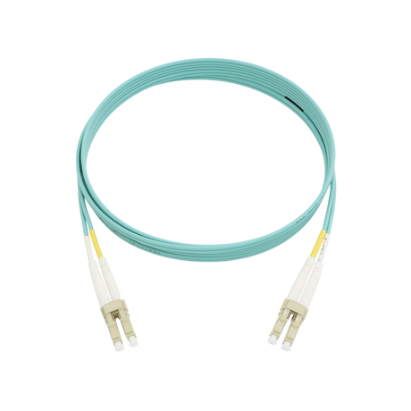 Fiber Optic Patch Cable, LC-UPC to LC-UPC, Duplex, OM3 Multimode, OFNR LSZH, Aqua