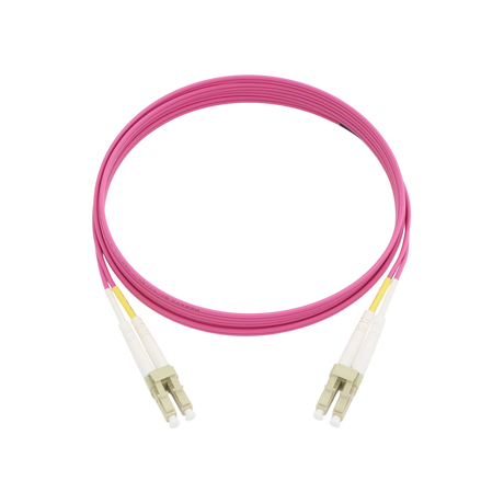 Fiber Optic Patch Cable, LC-UPC to LC-UPC, Duplex, OM4 Multimode, OFNR LSZH, Magenta