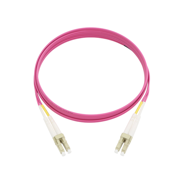 Fiber Optic Patch Cable, LC-UPC to LC-UPC, Duplex, OM4 Multimode, OFNR LSZH, Magenta