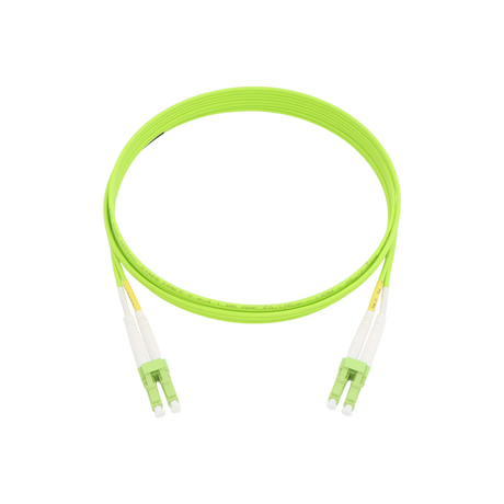 Fiber Optic Patch Cable, LC-UPC to LC-UPC, Duplex, OM5 Multimode, OFNR LSZH, Lime Green