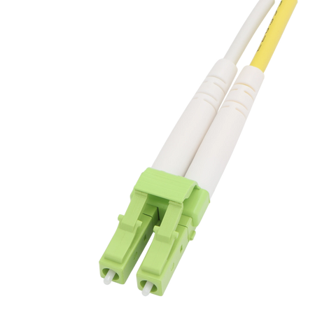 Fiber Optic Patch Cable, LC-UPC to LC-UPC, Duplex, OM5 Multimode, OFNR LSZH, Lime Green