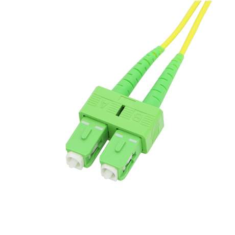 Fiber Optic Patch Cable, LC-UPC to SC-APC, Duplex, OS2 Singlemode, OFNR LSZH, Yellow