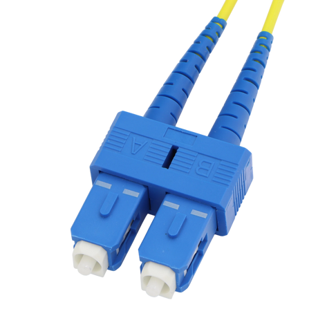 Fiber Optic Patch Cable, LC-UPC to SC-UPC, Duplex, OS2 Singlemode, OFNR LSZH, Yellow