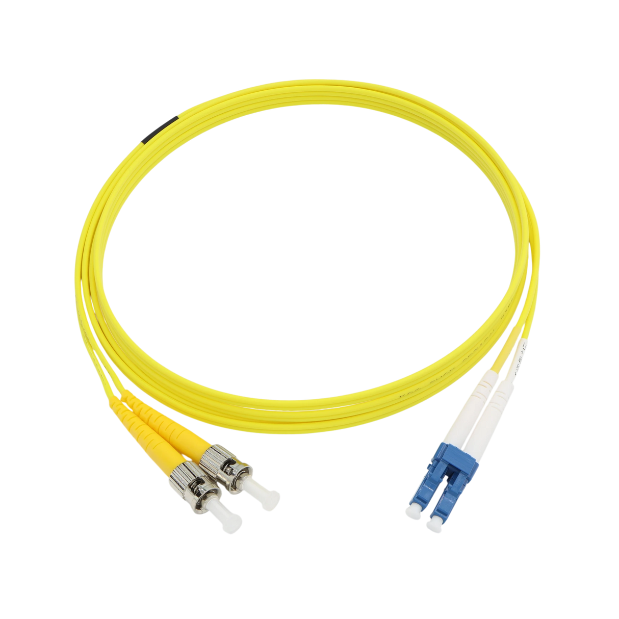 Fiber Optic Patch Cable, LC-UPC to ST-UPC, Duplex, OS2 Singlemode, OFNR LSZH, Yellow