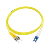 Fiber Optic Patch Cable, LC-UPC to ST-UPC, Duplex, OS2 Singlemode, OFNR LSZH, Yellow