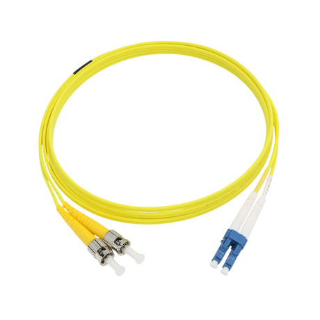 Fiber Optic Patch Cable, LC-UPC to ST-UPC, Duplex, OS2 Singlemode, OFNR LSZH, Yellow