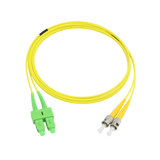 Fiber Optic Patch Cable, SC-APC to ST-UPC, Duplex, OS2 Singlemode, OFNR LSZH, Yellow