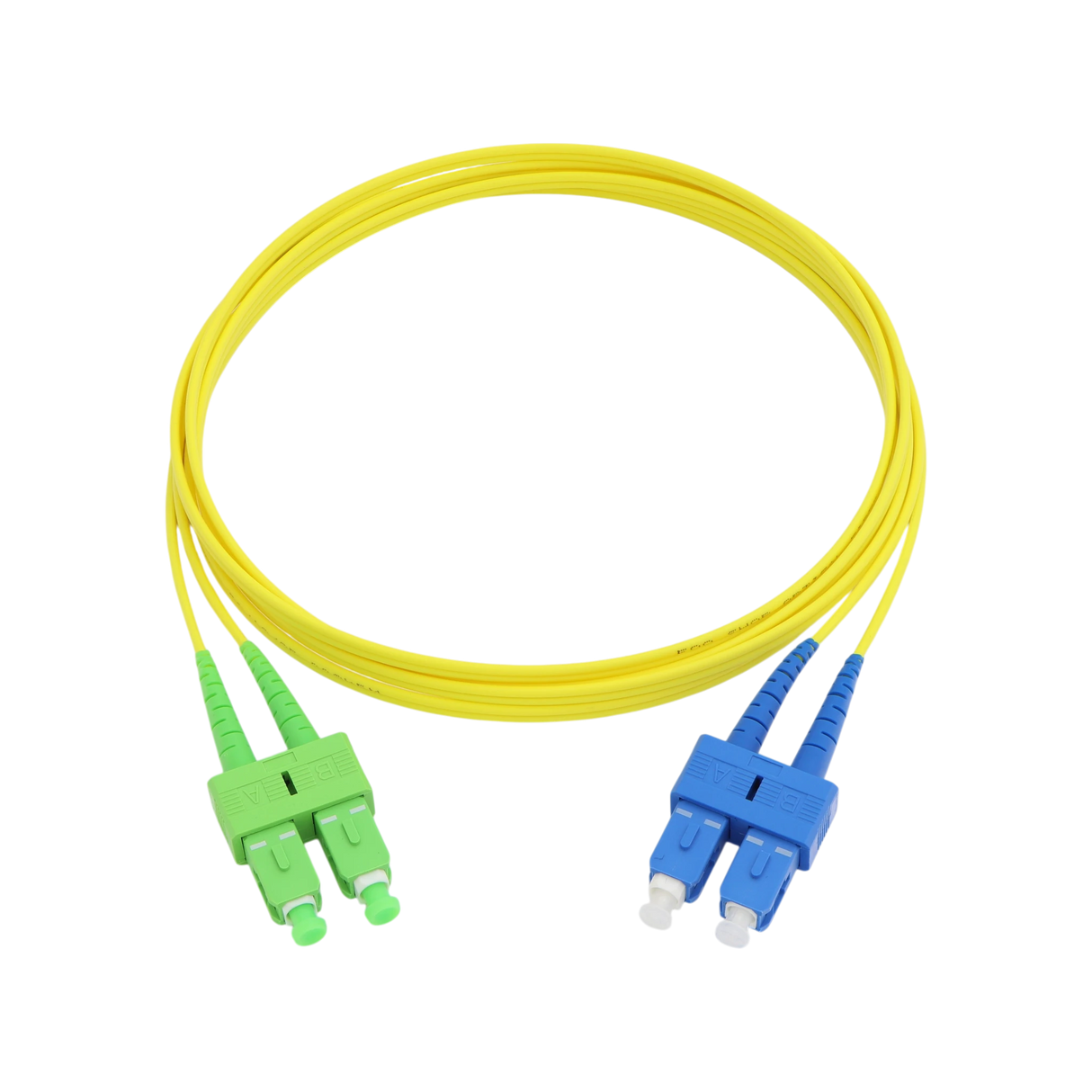 Fiber Optic Patch Cable, SC-UPC to SC-APC, Duplex, OS2 Singlemode, OFNR LSZH, Yellow