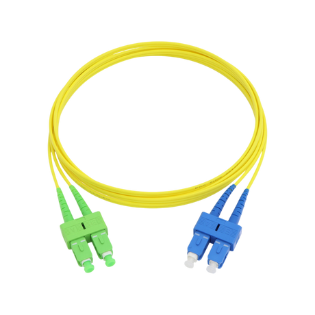 Fiber Optic Patch Cable, SC-UPC to SC-APC, Duplex, OS2 Singlemode, OFNR LSZH, Yellow