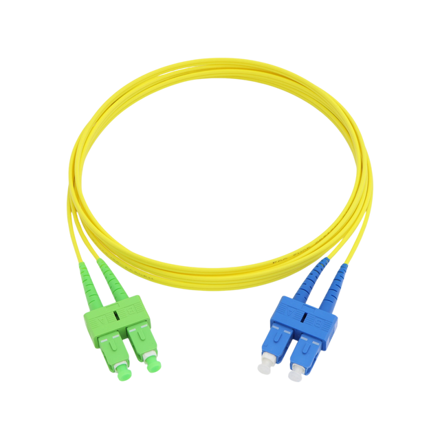 Fiber Optic Patch Cable, SC-UPC to SC-APC, Duplex, OS2 Singlemode, OFNR LSZH, Yellow