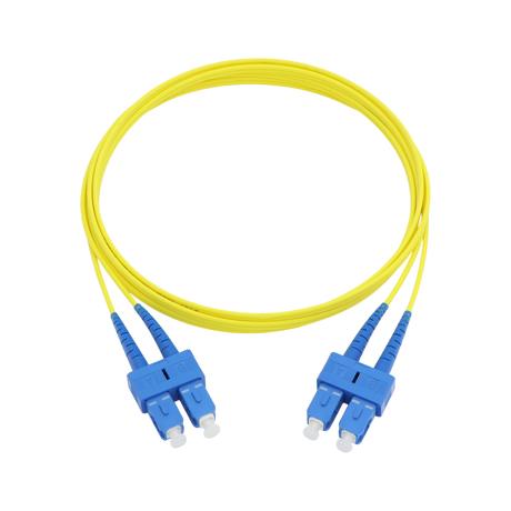 Fiber Optic Patch Cable, SC-UPC to SC-UPC, Duplex, OS2 Singlemode, OFNR LSZH, Yellow