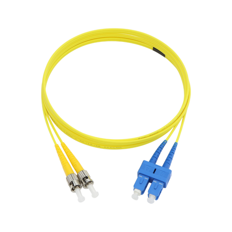 Fiber Optic Patch Cable, SC-UPC to ST-UPC, Duplex, OS2 Singlemode, OFNR LSZH, Yellow