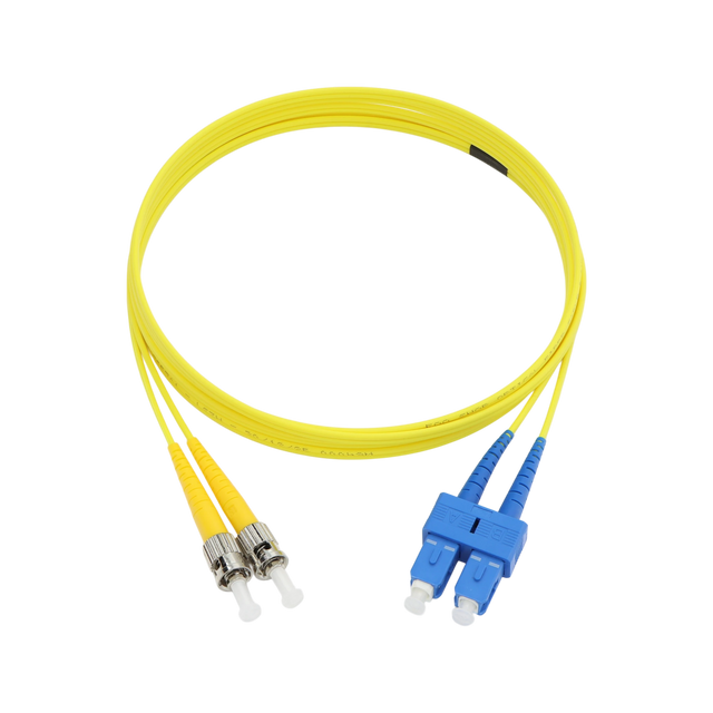 Fiber Optic Patch Cable, SC-UPC to ST-UPC, Duplex, OS2 Singlemode, OFNR LSZH, Yellow
