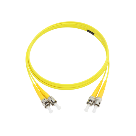 Fiber Optic Patch Cable, ST-UPC to ST-UPC, Duplex, OS2 Singlemode, OFNR LSZH, Yellow
