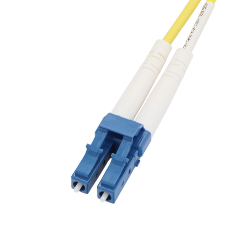 Fiber Optic Patch Cable, LC-UPC to LC-UPC, Duplex, OS2 Singlemode, OFNP Plenum, Yellow