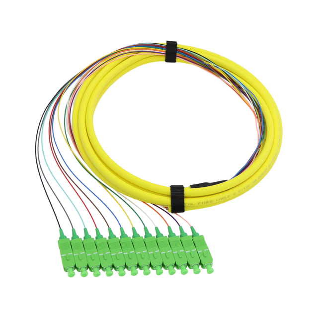 Fiber Optic Pigtail, 12 Strand, bundled, 900um, SC APC, OS2