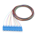 Fiber Optic Pigtail, 12 Strand, unjacketed color-coded, 900um, SC UPC, OS2