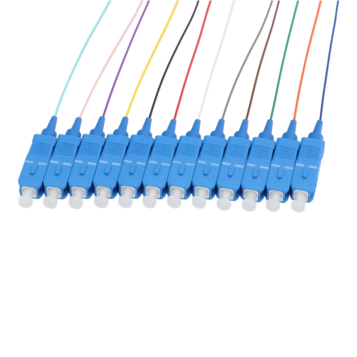 Fiber Optic Pigtail, 12 Strand, unjacketed color-coded, 900um, SC UPC, OS2