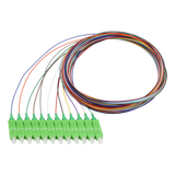Fiber Optic Pigtail, 12 Strand, unjacketed color-coded, 900um, SC APC, OS2