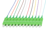 Fiber Optic Pigtail, 12 Strand, unjacketed color-coded, 900um, SC APC, OS2
