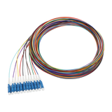 Fiber Optic Pigtail, 12 Strand, unjacketed color-coded, 900um, LC UPC, OS2